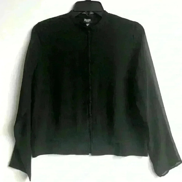 Eileen Fisher 100% Silk Lightweight Cardigan/Blouse  Sheer Sleeves. - Picture 1 of 6